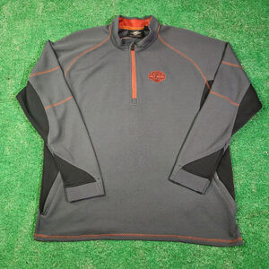 Harley Davidson Jacket HD Performance Sports Gray Orange 1/4 Zip Pullover Sz XL